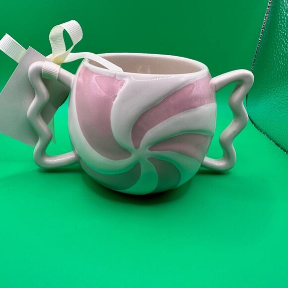 Rae Dunn / Jolly / Candy Cane / Peppermint Swirl mug / pink and white /NWT - Picture 2 of 3